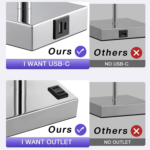 【Upgraded】Bedside Table Lamp Touch Control, with USB C+A Charging Ports & Dual AC Outlets, 3-Way Nightstand Lamp for Bedroom with Lampshade Living Room Office(Led Dimmable Bulb Included) - Image 4