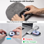 LED Lighted Beanie, Unisex Warm Knitted Hat, Rechargeable Headlamp Cap for Outdoors, Tech Gift for Men Dad Father Him - Image 4