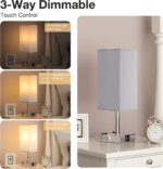 【Upgraded】Bedside Table Lamp Touch Control, with USB C+A Charging Ports & Dual AC Outlets, 3-Way Nightstand Lamp for Bedroom with Lampshade Living Room Office(Led Dimmable Bulb Included) - Image 2